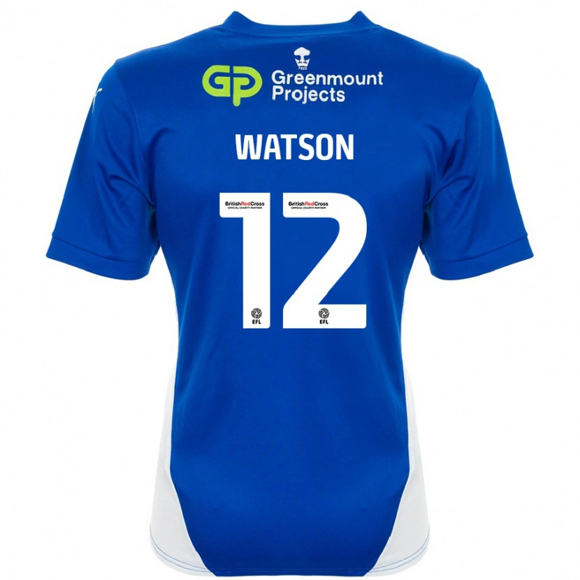 Danxen Mænd Tom Watson #12 Blå Hvid Hjemmebane Spillertrøjer 2024/25 Trøje T-Shirt