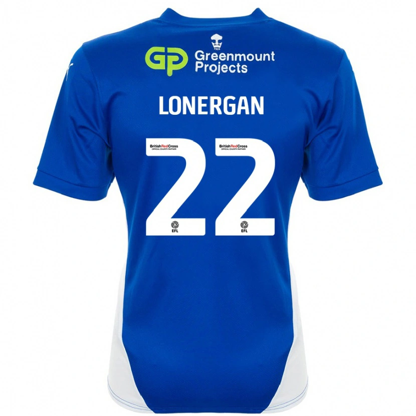 Danxen Mænd Andy Lonergan #22 Blå Hvid Hjemmebane Spillertrøjer 2024/25 Trøje T-Shirt