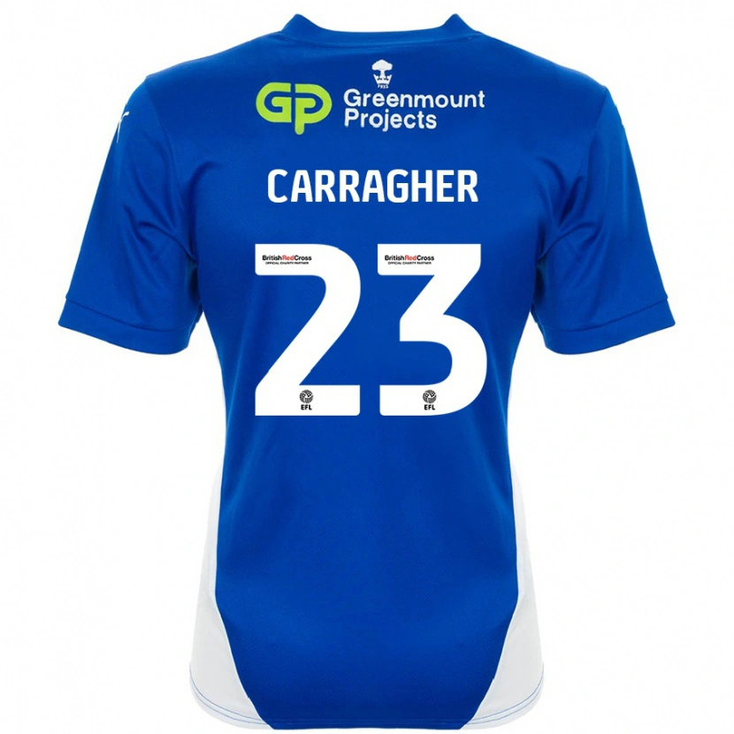 Danxen Mænd James Carragher #23 Blå Hvid Hjemmebane Spillertrøjer 2024/25 Trøje T-Shirt