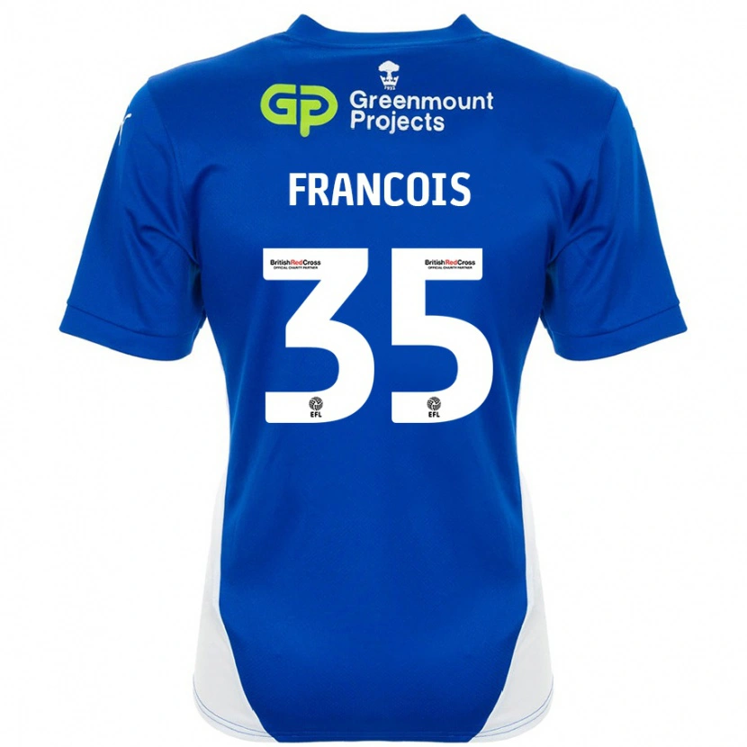 Danxen Mænd Tyrese Francois #35 Blå Hvid Hjemmebane Spillertrøjer 2024/25 Trøje T-Shirt