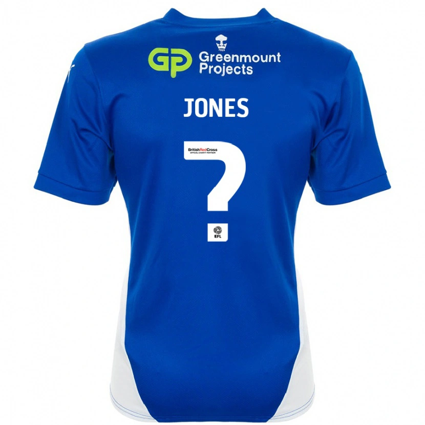 Danxen Mænd Callum Jones #0 Blå Hvid Hjemmebane Spillertrøjer 2024/25 Trøje T-Shirt