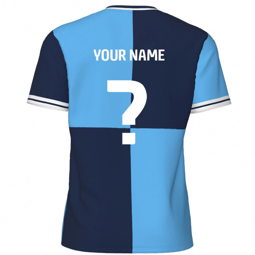 Danxen Mænd Dit Navn #0 Himmelblå Mørkeblå Hjemmebane Spillertrøjer 2024/25 Trøje T-Shirt