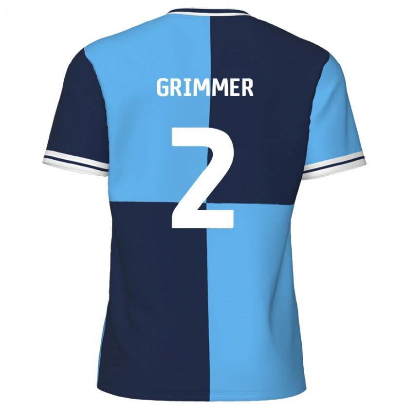 Danxen Mænd Jack Grimmer #2 Himmelblå Mørkeblå Hjemmebane Spillertrøjer 2024/25 Trøje T-Shirt
