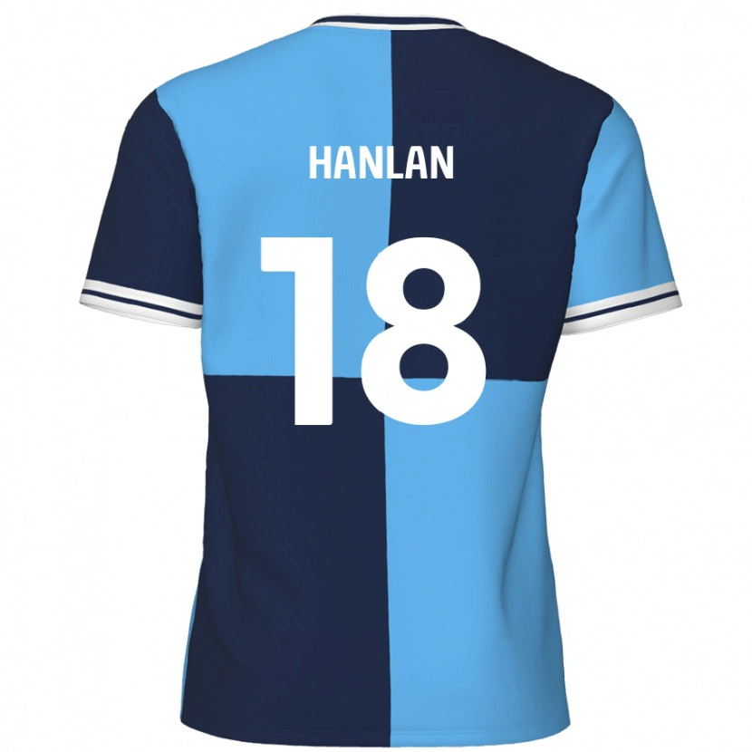 Danxen Mænd Brandon Hanlan #18 Himmelblå Mørkeblå Hjemmebane Spillertrøjer 2024/25 Trøje T-Shirt