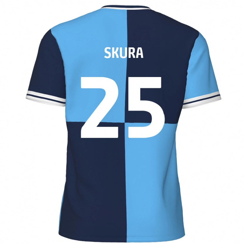 Danxen Mænd Declan Skura #25 Himmelblå Mørkeblå Hjemmebane Spillertrøjer 2024/25 Trøje T-Shirt