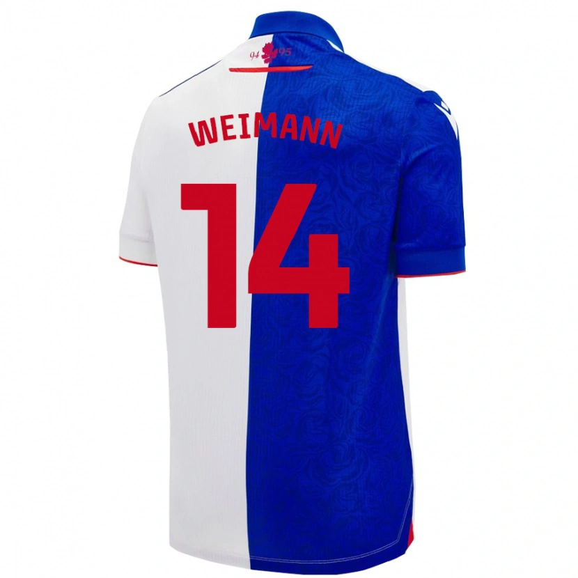 Danxen Mænd Andreas Weimann #14 Himmelblå Hvid Hjemmebane Spillertrøjer 2024/25 Trøje T-Shirt