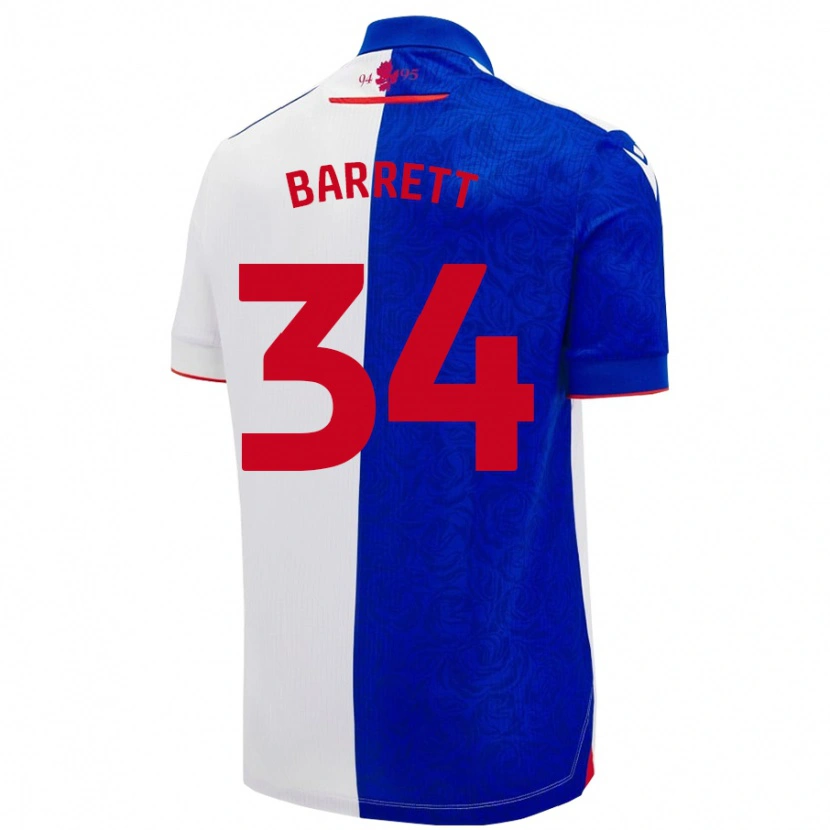 Danxen Mænd Jack Barrett #34 Himmelblå Hvid Hjemmebane Spillertrøjer 2024/25 Trøje T-Shirt