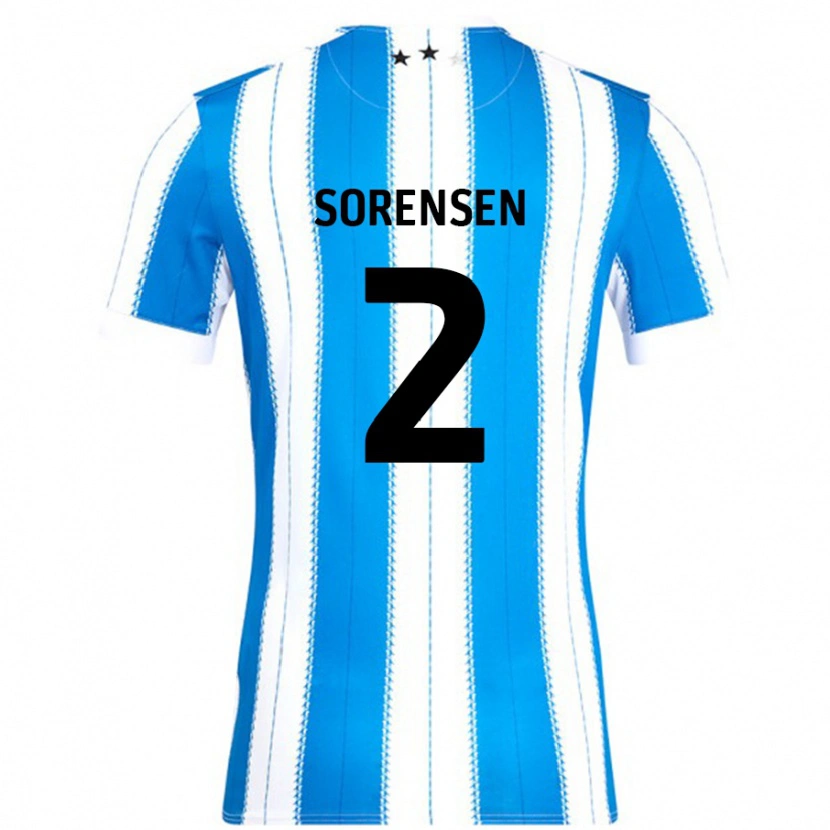 Danxen Mænd Lasse Sørensen #2 Blå Hvid Hjemmebane Spillertrøjer 2024/25 Trøje T-Shirt