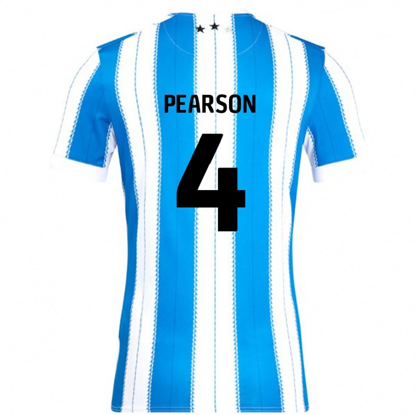 Danxen Mænd Matty Pearson #4 Blå Hvid Hjemmebane Spillertrøjer 2024/25 Trøje T-Shirt