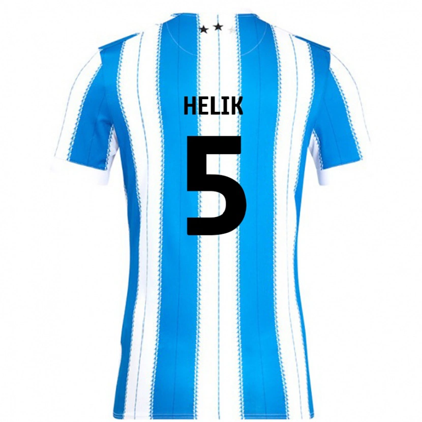 Danxen Mænd Michal Helik #5 Blå Hvid Hjemmebane Spillertrøjer 2024/25 Trøje T-Shirt