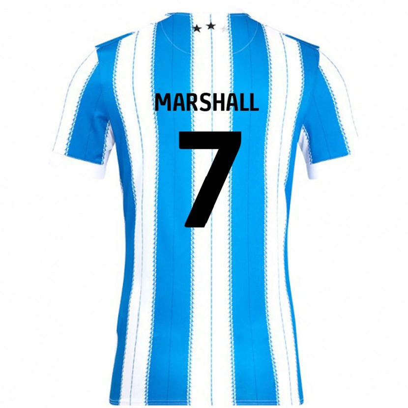 Danxen Mænd Callum Marshall #7 Blå Hvid Hjemmebane Spillertrøjer 2024/25 Trøje T-Shirt