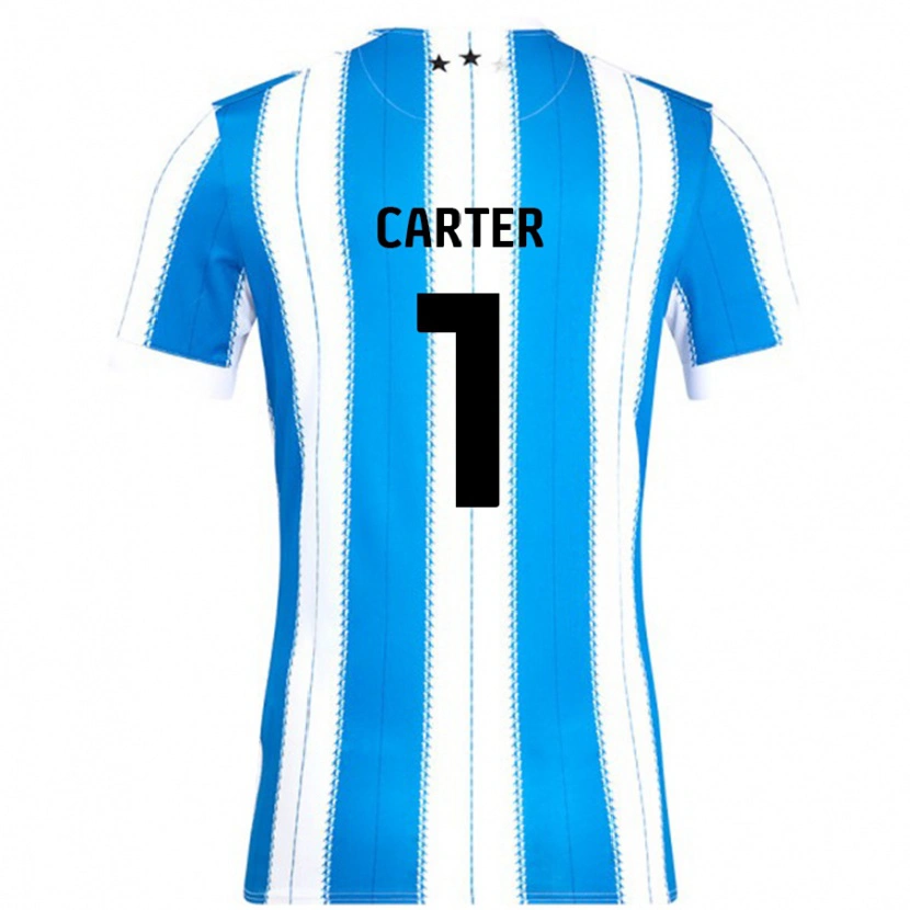 Danxen Mænd Laura Carter #1 Blå Hvid Hjemmebane Spillertrøjer 2024/25 Trøje T-Shirt