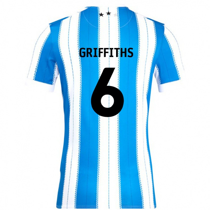 Danxen Mænd Lauren Griffiths #6 Blå Hvid Hjemmebane Spillertrøjer 2024/25 Trøje T-Shirt