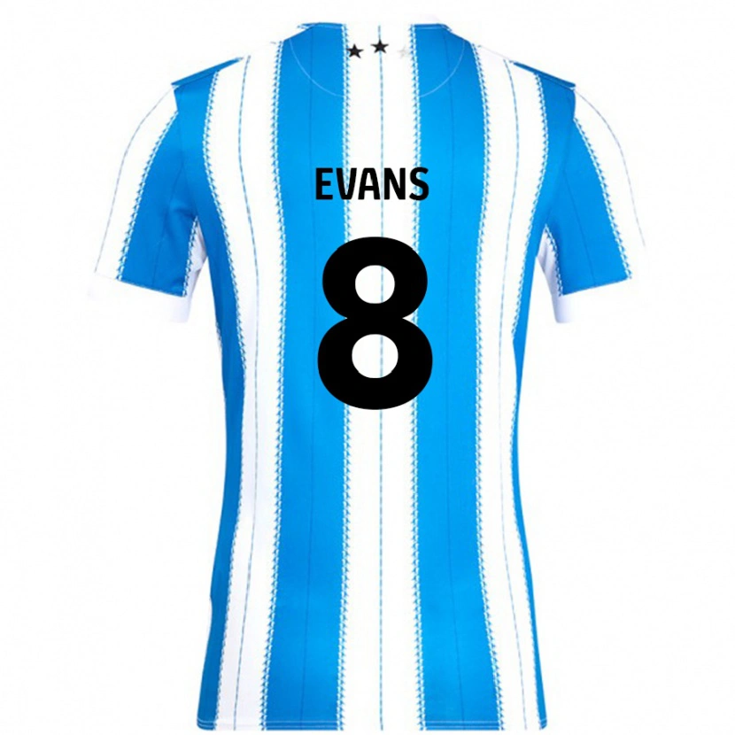 Danxen Mænd Charley Evans #8 Blå Hvid Hjemmebane Spillertrøjer 2024/25 Trøje T-Shirt
