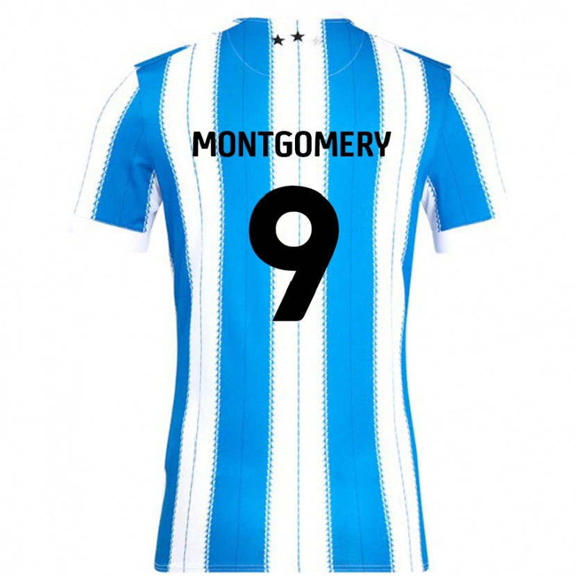 Danxen Mænd Ria Montgomery #9 Blå Hvid Hjemmebane Spillertrøjer 2024/25 Trøje T-Shirt