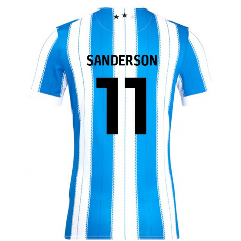 Danxen Mænd Brittany Sanderson #11 Blå Hvid Hjemmebane Spillertrøjer 2024/25 Trøje T-Shirt
