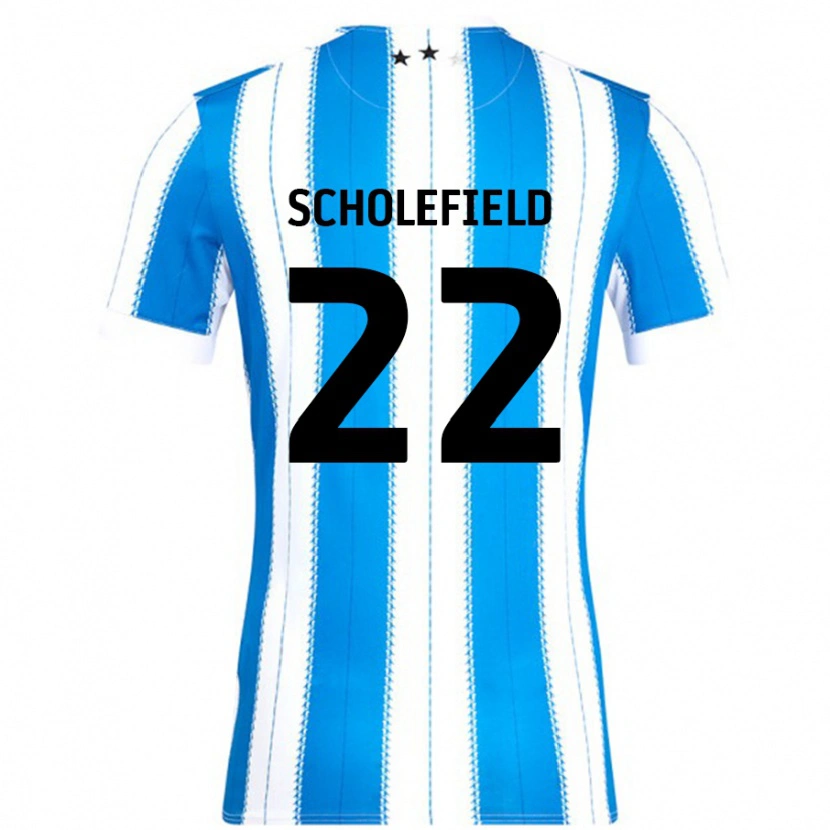 Danxen Mænd Lois Scholefield #22 Blå Hvid Hjemmebane Spillertrøjer 2024/25 Trøje T-Shirt