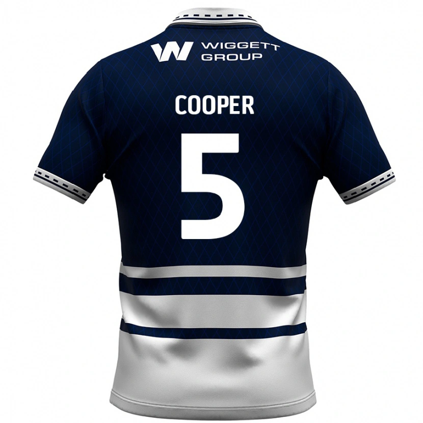 Danxen Mænd Jake Cooper #5 Marineblå Hvid Hjemmebane Spillertrøjer 2024/25 Trøje T-Shirt