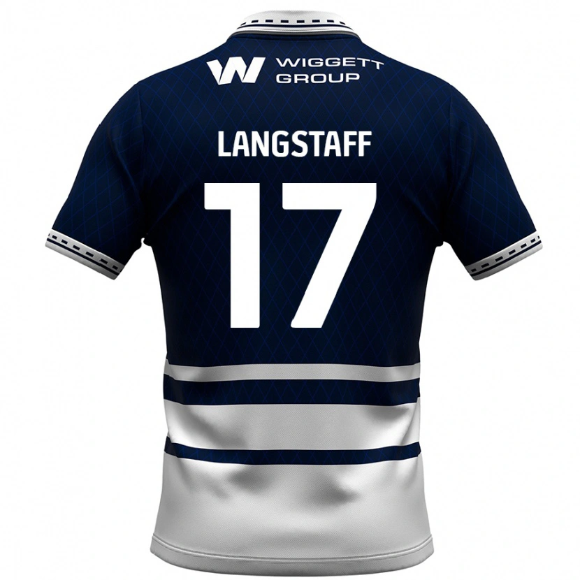 Danxen Mænd Macaulay Langstaff #17 Marineblå Hvid Hjemmebane Spillertrøjer 2024/25 Trøje T-Shirt