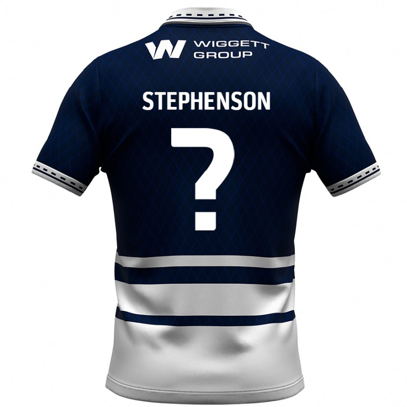 Danxen Mænd Joshua Stephenson #0 Marineblå Hvid Hjemmebane Spillertrøjer 2024/25 Trøje T-Shirt