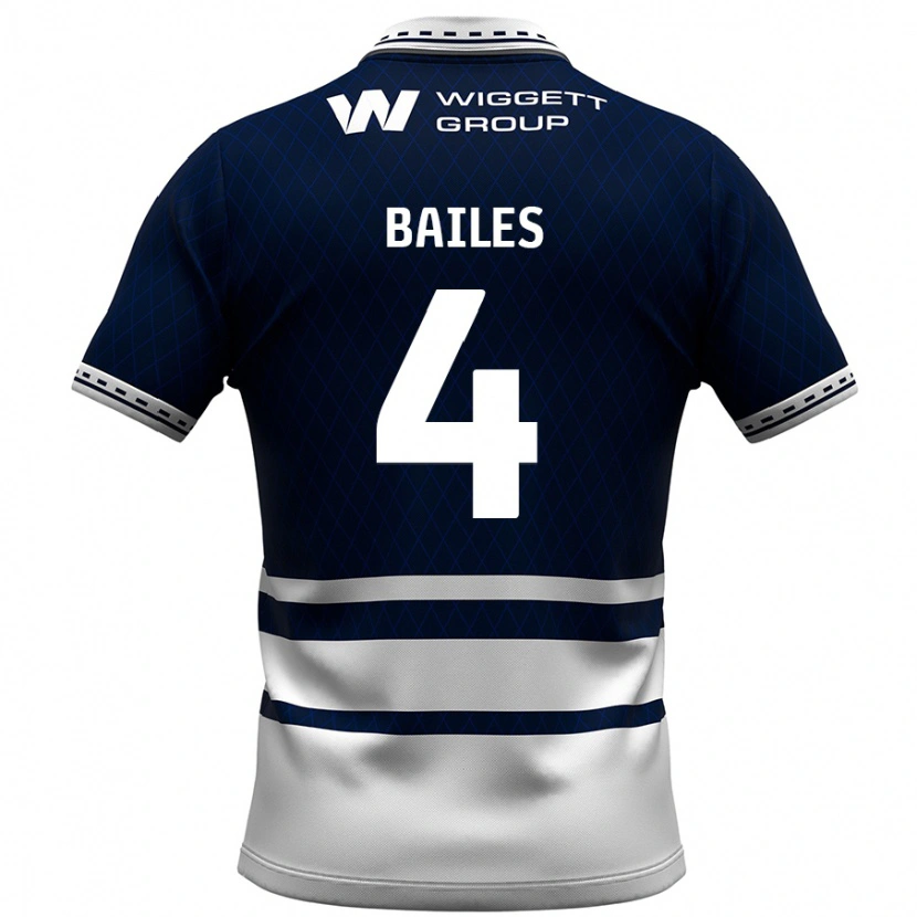 Danxen Mænd Freya Bailes #4 Marineblå Hvid Hjemmebane Spillertrøjer 2024/25 Trøje T-Shirt