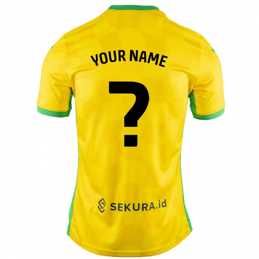 Danxen Mænd Dit Navn #0 Gul Grøn Hjemmebane Spillertrøjer 2024/25 Trøje T-Shirt
