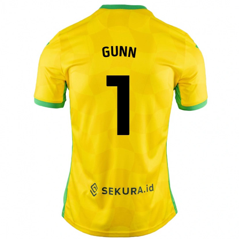 Danxen Mænd Angus Gunn #1 Gul Grøn Hjemmebane Spillertrøjer 2024/25 Trøje T-Shirt