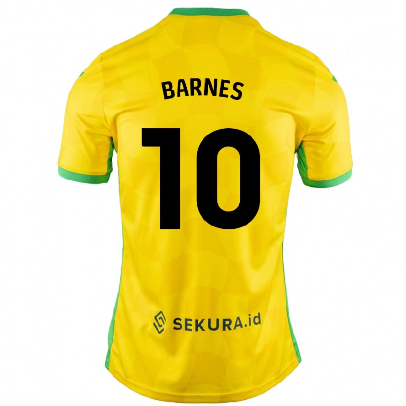 Danxen Mænd Ashley Barnes #10 Gul Grøn Hjemmebane Spillertrøjer 2024/25 Trøje T-Shirt