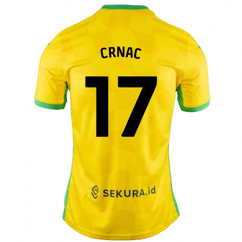 Danxen Mænd Ante Crnac #17 Gul Grøn Hjemmebane Spillertrøjer 2024/25 Trøje T-Shirt