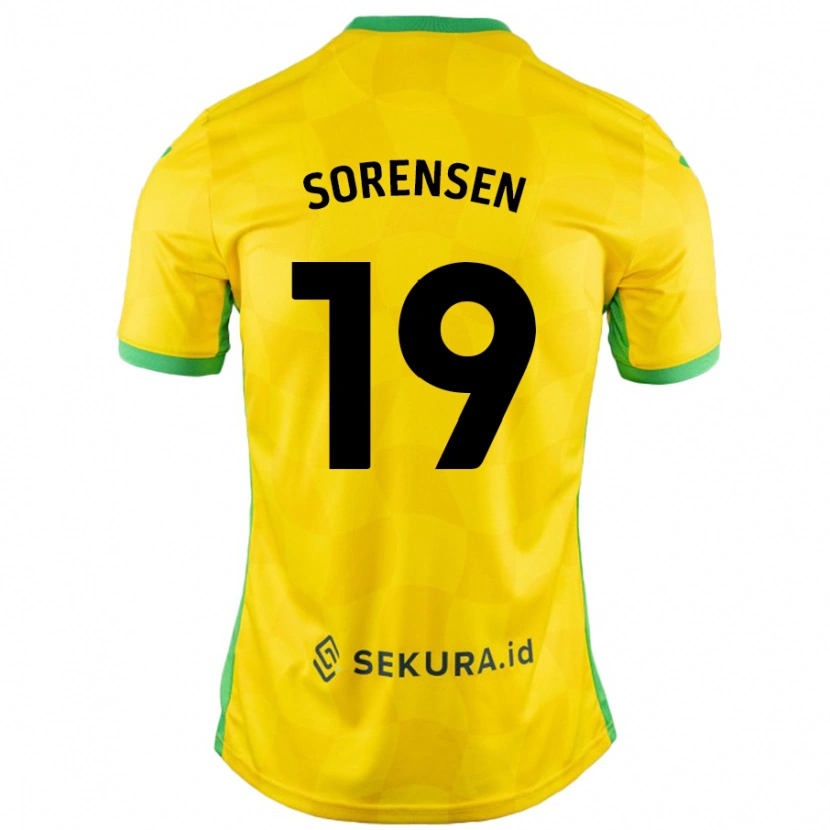 Danxen Mænd Jacob Lungi Sørensen #19 Gul Grøn Hjemmebane Spillertrøjer 2024/25 Trøje T-Shirt