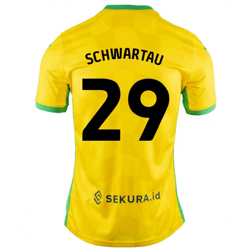 Danxen Mænd Oscar Schwartau #29 Gul Grøn Hjemmebane Spillertrøjer 2024/25 Trøje T-Shirt