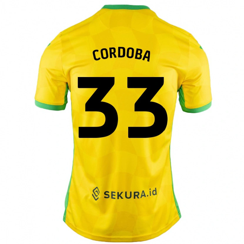 Danxen Mænd José Córdoba #33 Gul Grøn Hjemmebane Spillertrøjer 2024/25 Trøje T-Shirt