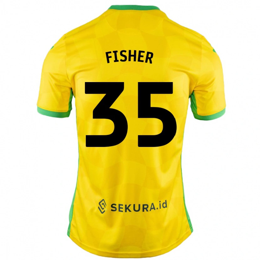 Danxen Mænd Kellen Fisher #35 Gul Grøn Hjemmebane Spillertrøjer 2024/25 Trøje T-Shirt