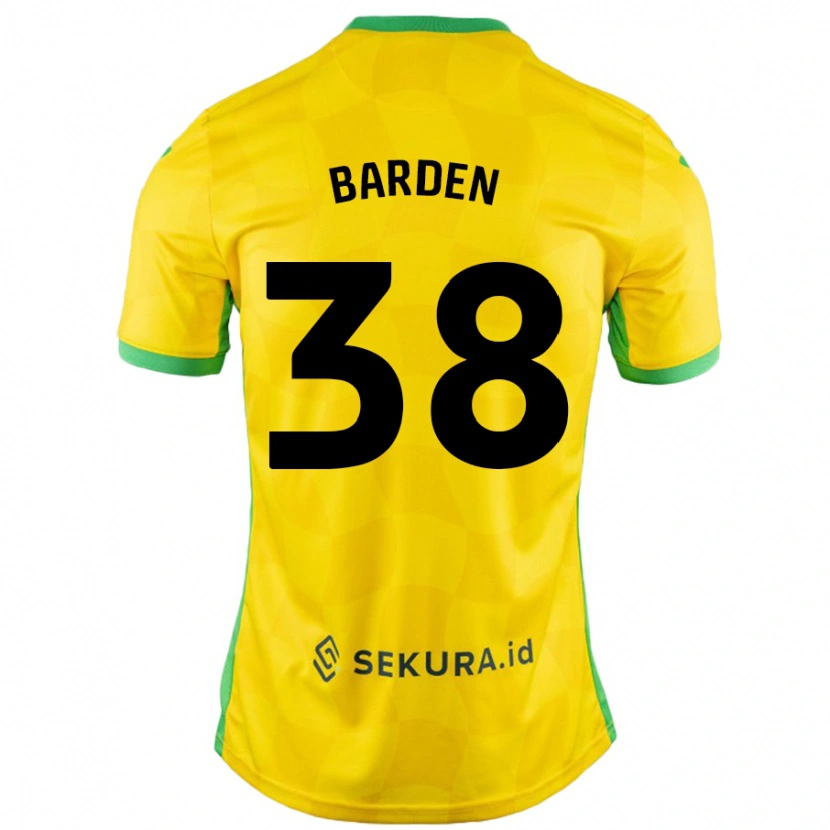 Danxen Mænd Daniel Barden #38 Gul Grøn Hjemmebane Spillertrøjer 2024/25 Trøje T-Shirt