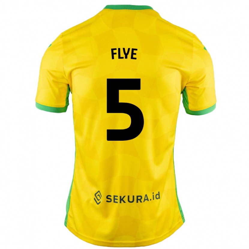 Danxen Mænd Ceri Flye #5 Gul Grøn Hjemmebane Spillertrøjer 2024/25 Trøje T-Shirt