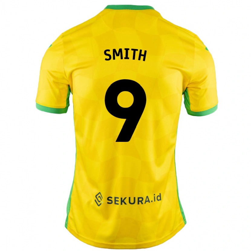 Danxen Mænd Ellie Smith #9 Gul Grøn Hjemmebane Spillertrøjer 2024/25 Trøje T-Shirt