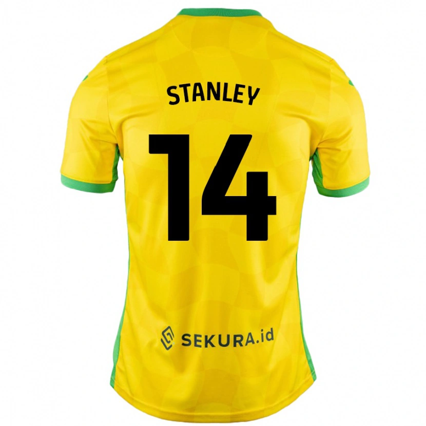 Danxen Mænd Kathryn Stanley #14 Gul Grøn Hjemmebane Spillertrøjer 2024/25 Trøje T-Shirt