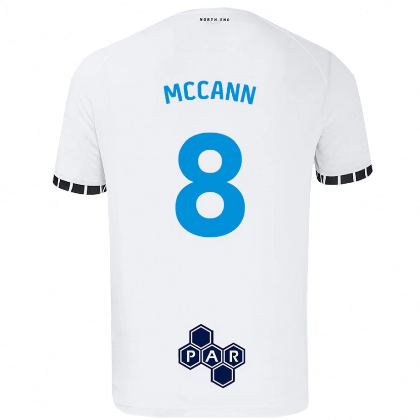 Danxen Mænd Ali Mccann #8 Hvid Hjemmebane Spillertrøjer 2024/25 Trøje T-Shirt