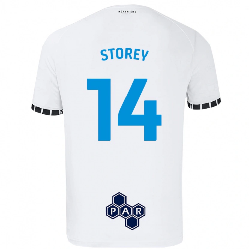Danxen Mænd Jordan Storey #14 Hvid Hjemmebane Spillertrøjer 2024/25 Trøje T-Shirt