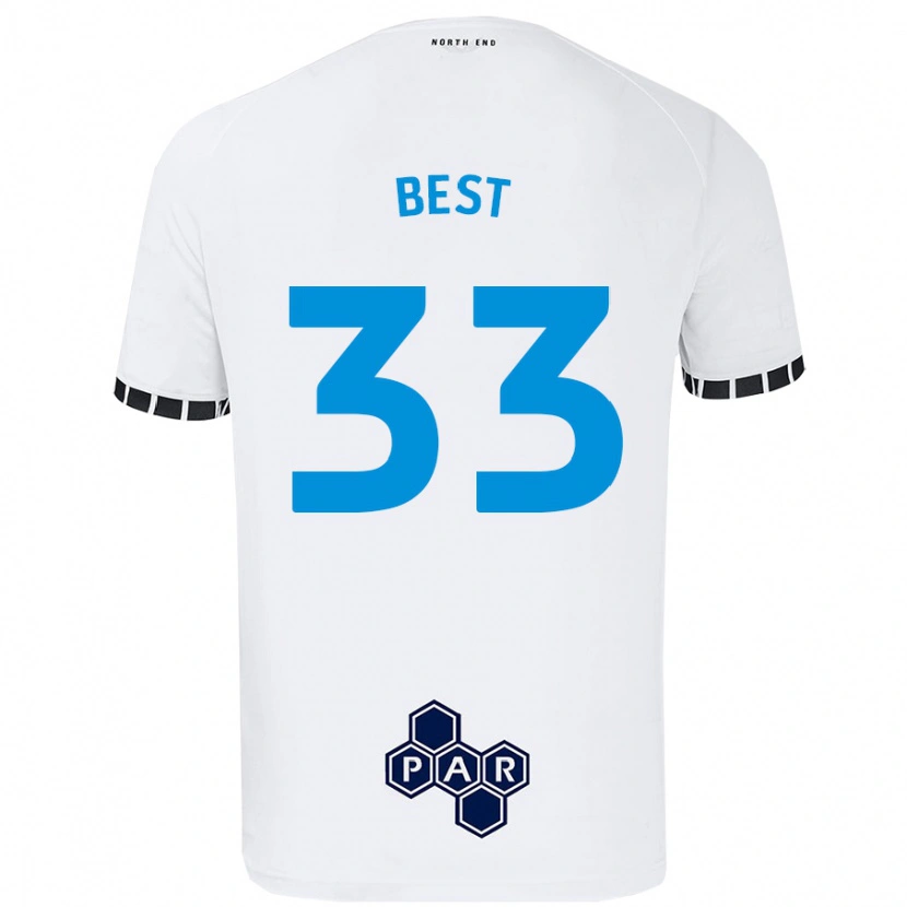 Danxen Mænd Kian Best #33 Hvid Hjemmebane Spillertrøjer 2024/25 Trøje T-Shirt