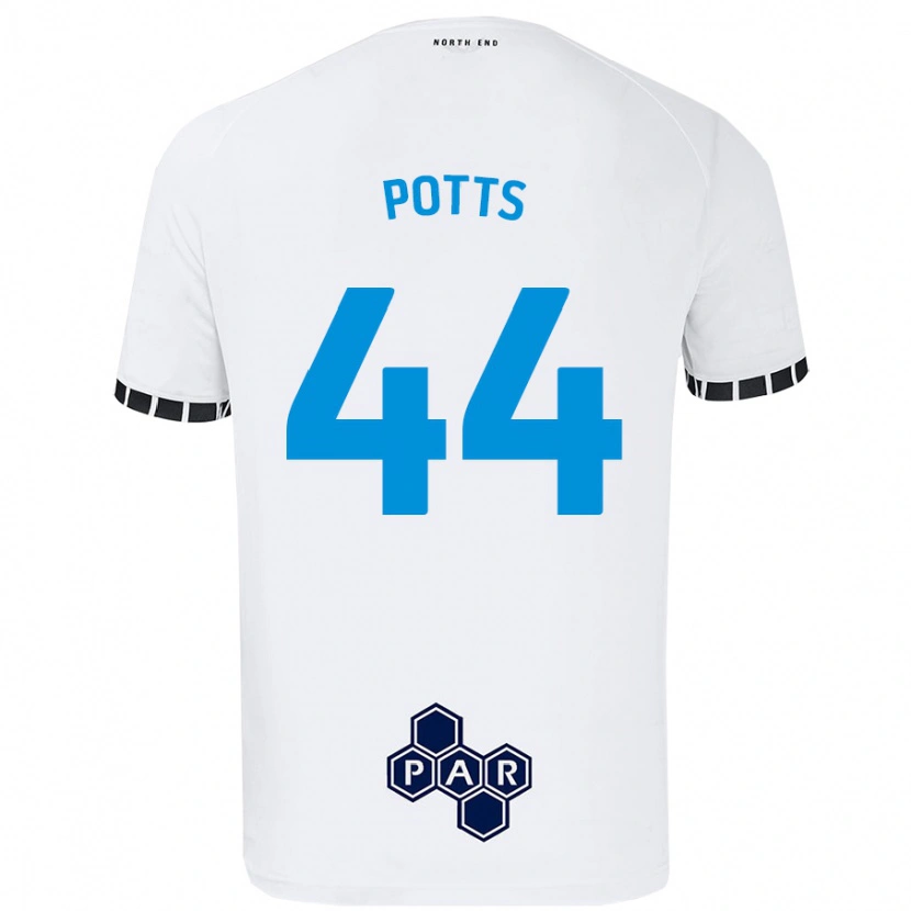 Danxen Mænd Brad Potts #44 Hvid Hjemmebane Spillertrøjer 2024/25 Trøje T-Shirt