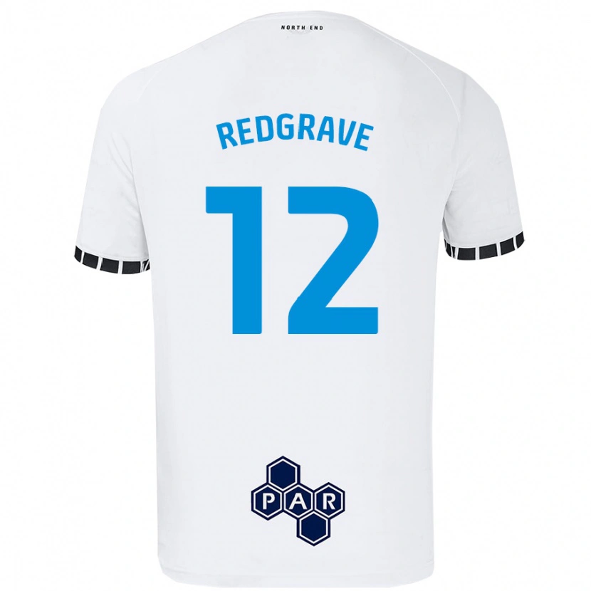 Danxen Mænd Jodie Redgrave #12 Hvid Hjemmebane Spillertrøjer 2024/25 Trøje T-Shirt