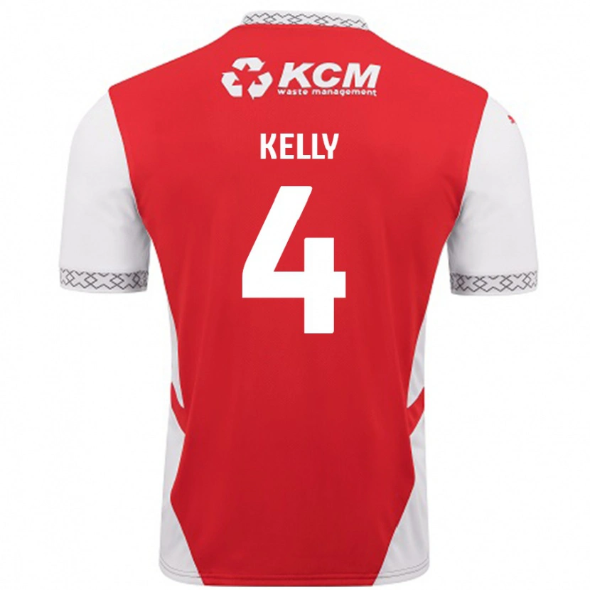 Danxen Mænd Liam Kelly #4 Rød Hvid Hjemmebane Spillertrøjer 2024/25 Trøje T-Shirt