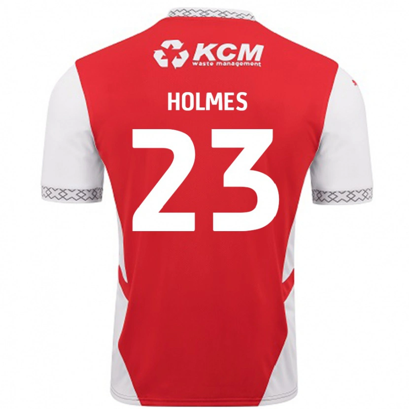 Danxen Mænd Jack Holmes #23 Rød Hvid Hjemmebane Spillertrøjer 2024/25 Trøje T-Shirt