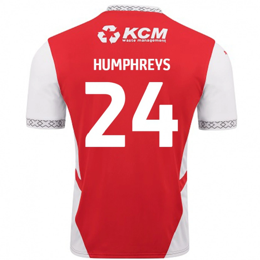 Danxen Mænd Cameron Humphreys #24 Rød Hvid Hjemmebane Spillertrøjer 2024/25 Trøje T-Shirt