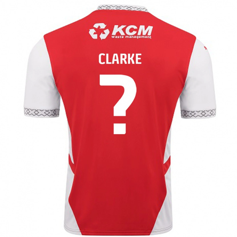 Danxen Mænd James Clarke #0 Rød Hvid Hjemmebane Spillertrøjer 2024/25 Trøje T-Shirt