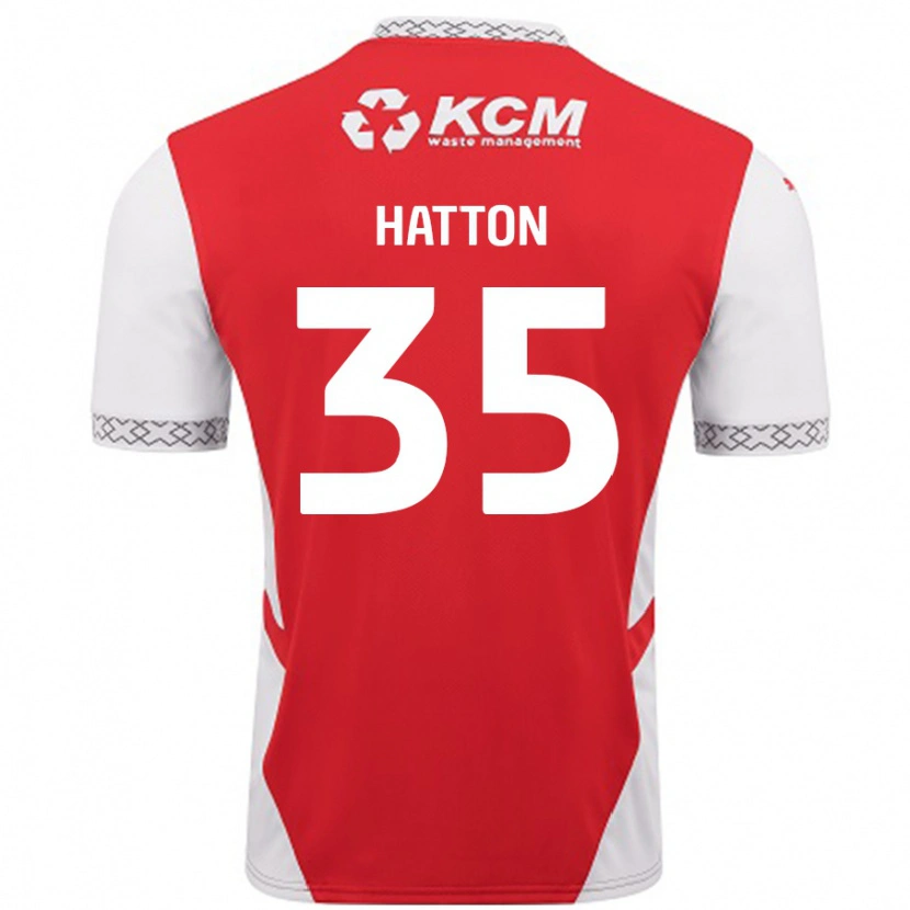 Danxen Mænd Ben Hatton #35 Rød Hvid Hjemmebane Spillertrøjer 2024/25 Trøje T-Shirt