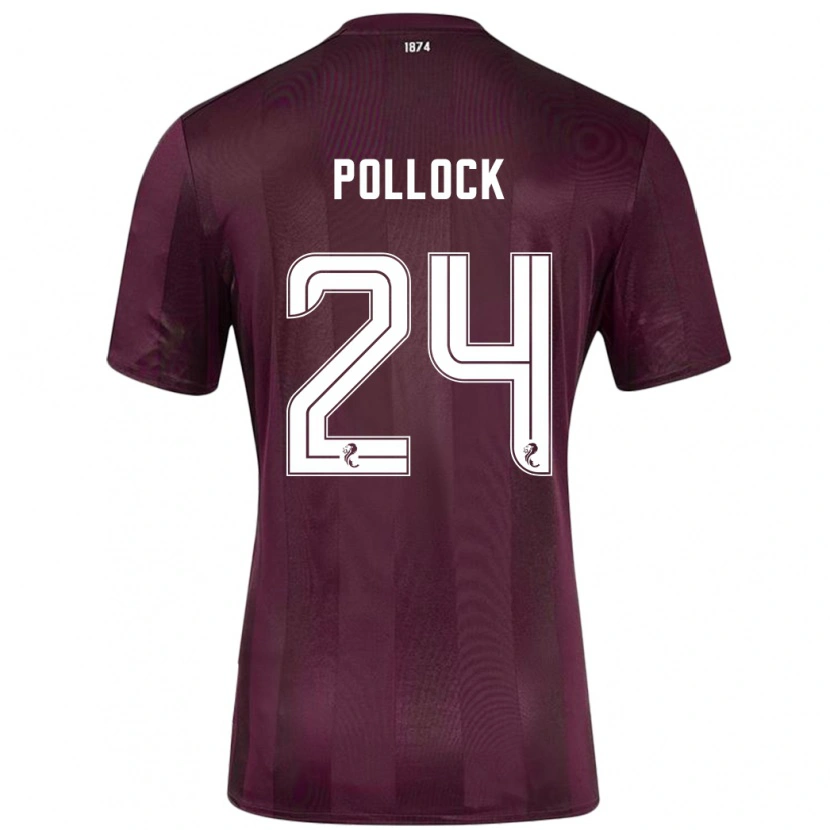 Danxen Mænd Finlay Pollock #24 Bourgogne Hjemmebane Spillertrøjer 2024/25 Trøje T-Shirt