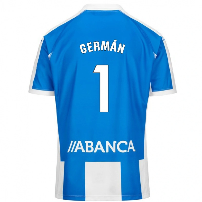 Danxen Mænd Germán Parreño #1 Blå Hvid Hjemmebane Spillertrøjer 2024/25 Trøje T-Shirt
