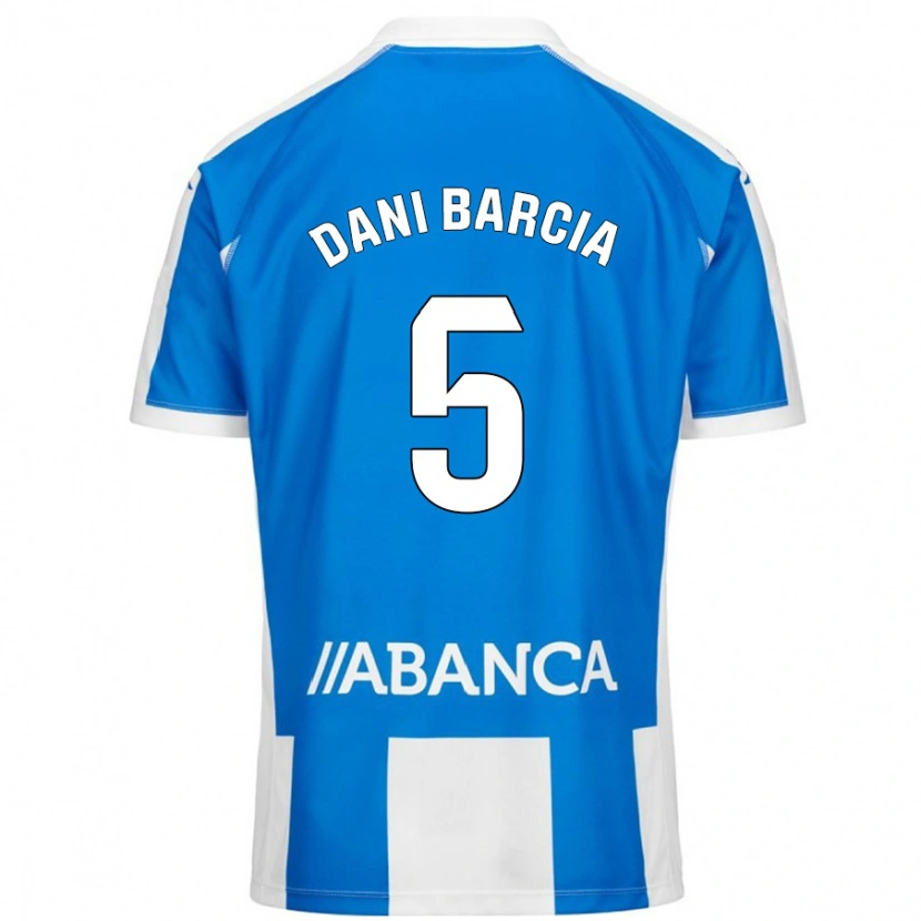 Danxen Mænd Dani Barcia #5 Blå Hvid Hjemmebane Spillertrøjer 2024/25 Trøje T-Shirt